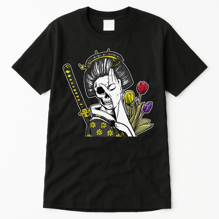 Japanese Skeleton Samurai Geisha Tall T-Shirt