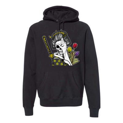 Japanese Skeleton Samurai Geisha Premium Hoodie