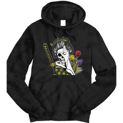 Japanese Skeleton Samurai Geisha Tie Dye Hoodie