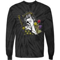 Japanese Skeleton Samurai Geisha Tie-Dye Long Sleeve Shirt