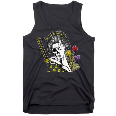 Japanese Skeleton Samurai Geisha Tank Top