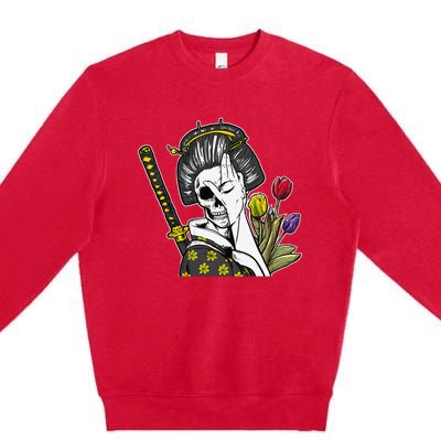 Japanese Skeleton Samurai Geisha Premium Crewneck Sweatshirt