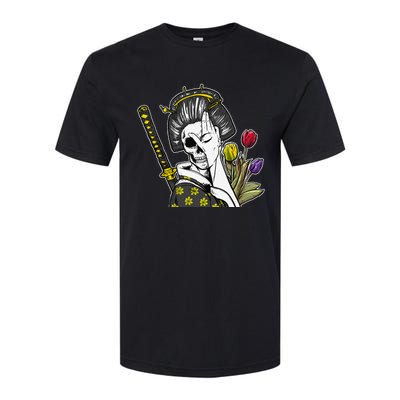 Japanese Skeleton Samurai Geisha Softstyle CVC T-Shirt