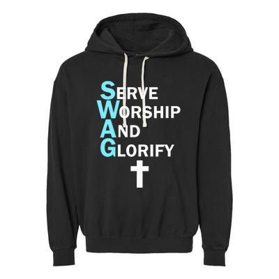 Jesus Swag Serve Worship And Glorify Faith Religious Garment-Dyed Fleece Hoodie