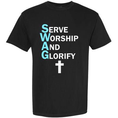 Jesus Swag Serve Worship And Glorify Faith Religious Garment-Dyed Heavyweight T-Shirt