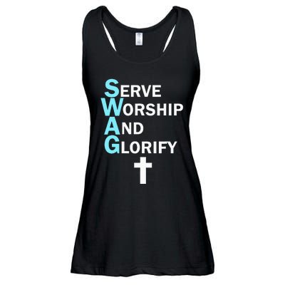 Jesus Swag Serve Worship And Glorify Faith Religious Ladies Essential Flowy Tank