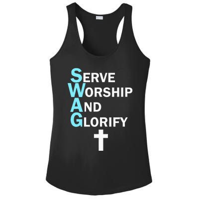 Jesus Swag Serve Worship And Glorify Faith Religious Ladies PosiCharge Competitor Racerback Tank