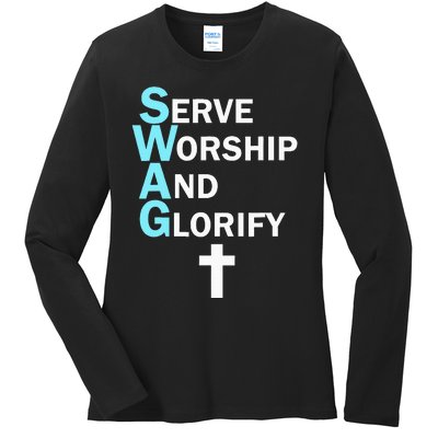 Jesus Swag Serve Worship And Glorify Faith Religious Ladies Long Sleeve Shirt