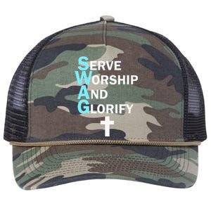 Jesus Swag Serve Worship And Glorify Faith Religious Retro Rope Trucker Hat Cap