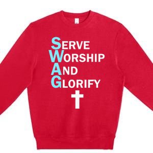 Jesus Swag Serve Worship And Glorify Faith Religious Premium Crewneck Sweatshirt