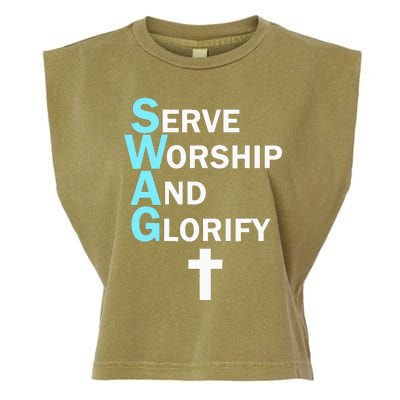 Jesus Swag Serve Worship And Glorify Faith Religious Garment-Dyed Women's Muscle Tee