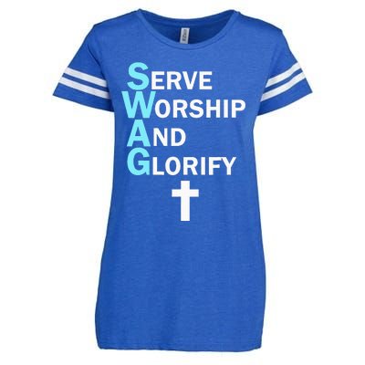 Jesus Swag Serve Worship And Glorify Faith Religious Enza Ladies Jersey Football T-Shirt