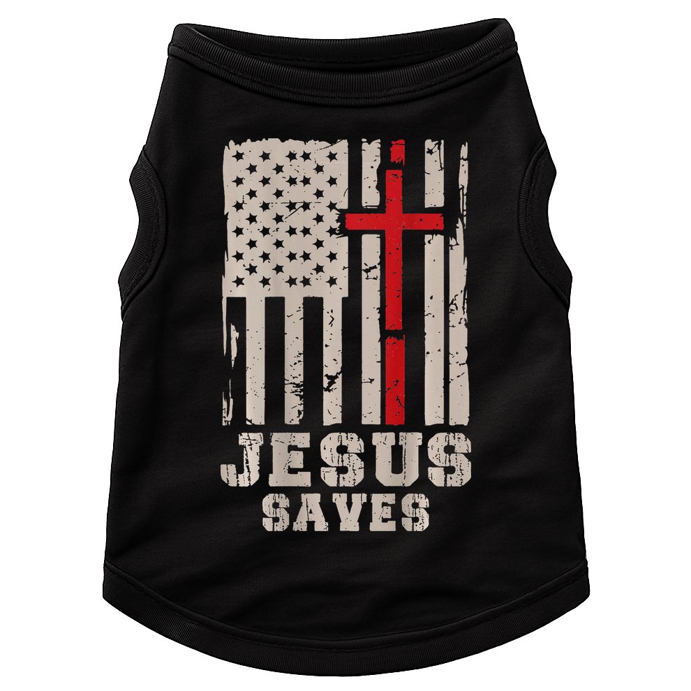 Jesus Saves S Christian Faith Cross Graphic Doggie Tank