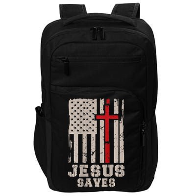 Jesus Saves S Christian Faith Cross Graphic Impact Tech Backpack