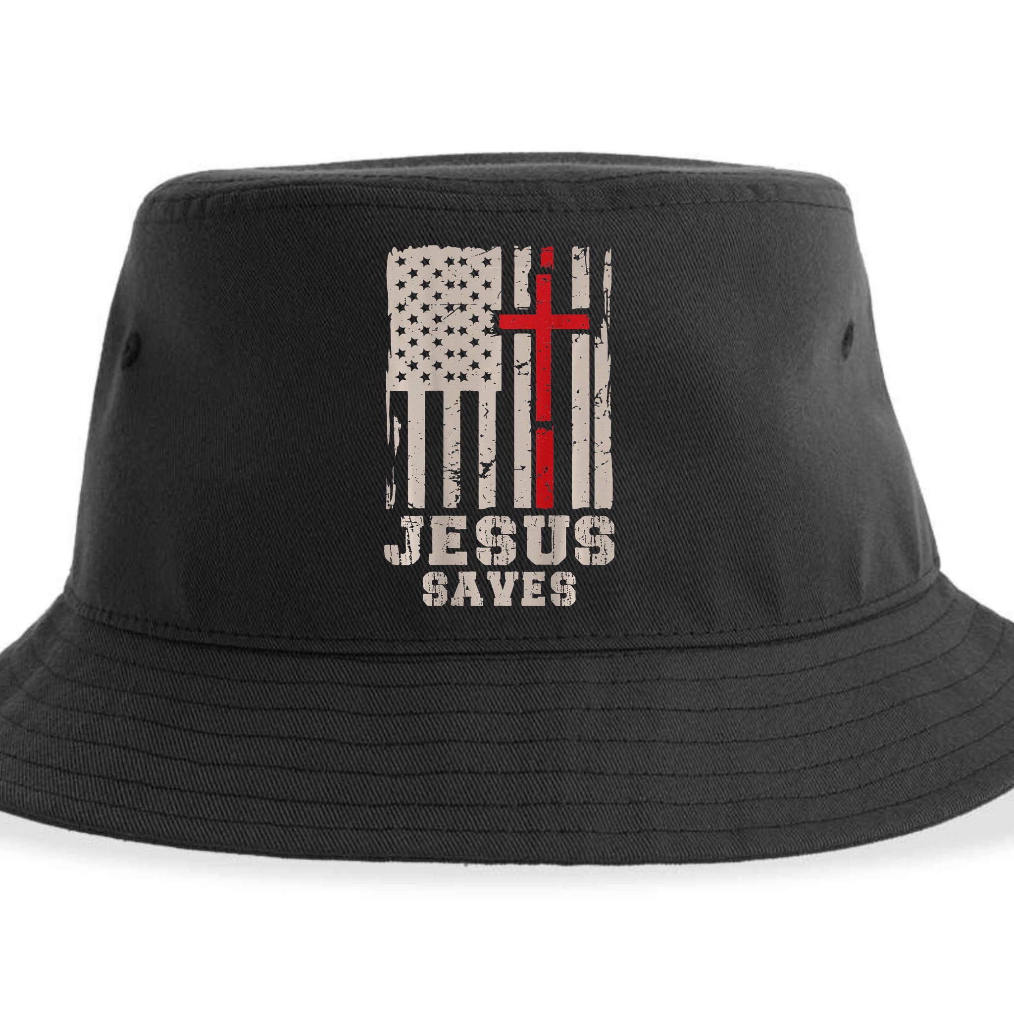 Jesus Saves S Christian Faith Cross Graphic Sustainable Bucket Hat