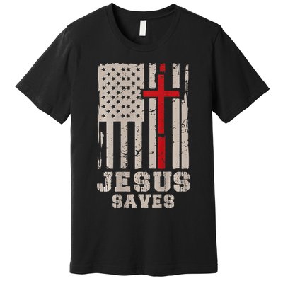 Jesus Saves S Christian Faith Cross Graphic Premium T-Shirt