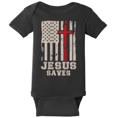Jesus Saves S Christian Faith Cross Graphic Baby Bodysuit