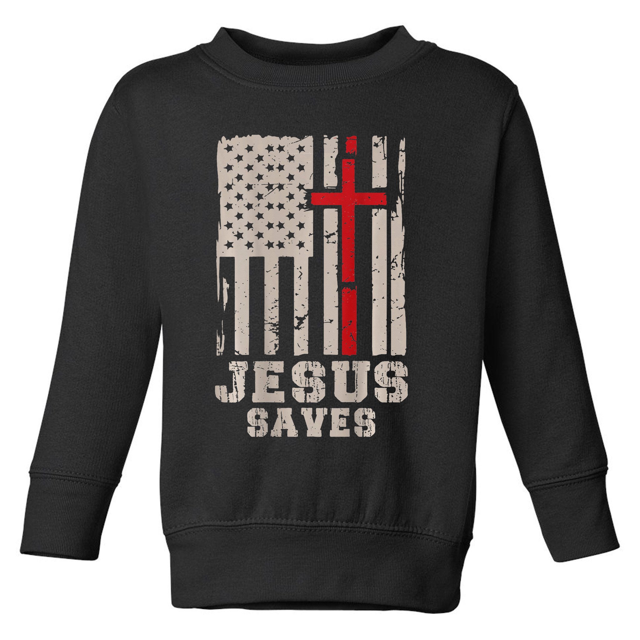 Jesus Saves S Christian Faith Cross Graphic Toddler Sweatshirt