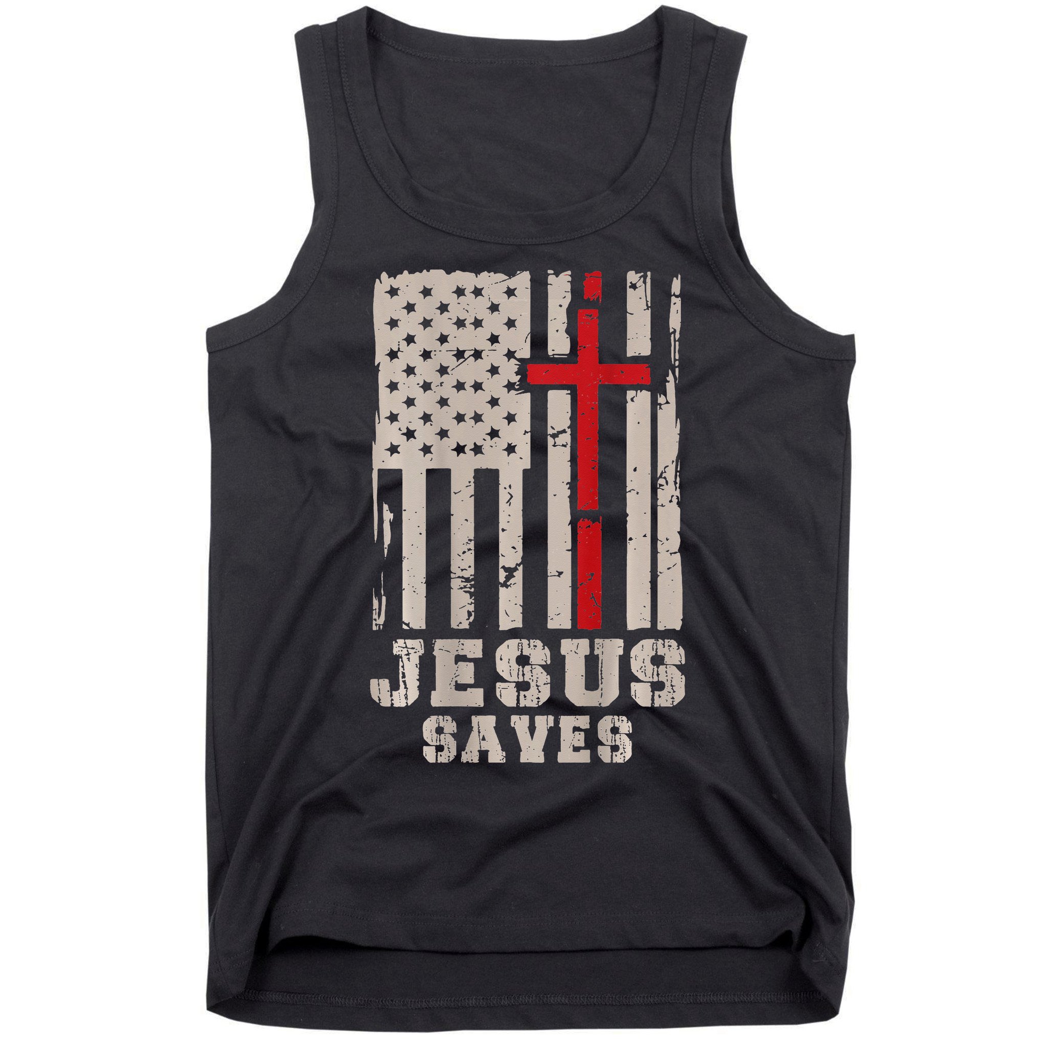 Jesus Saves S Christian Faith Cross Graphic Tank Top