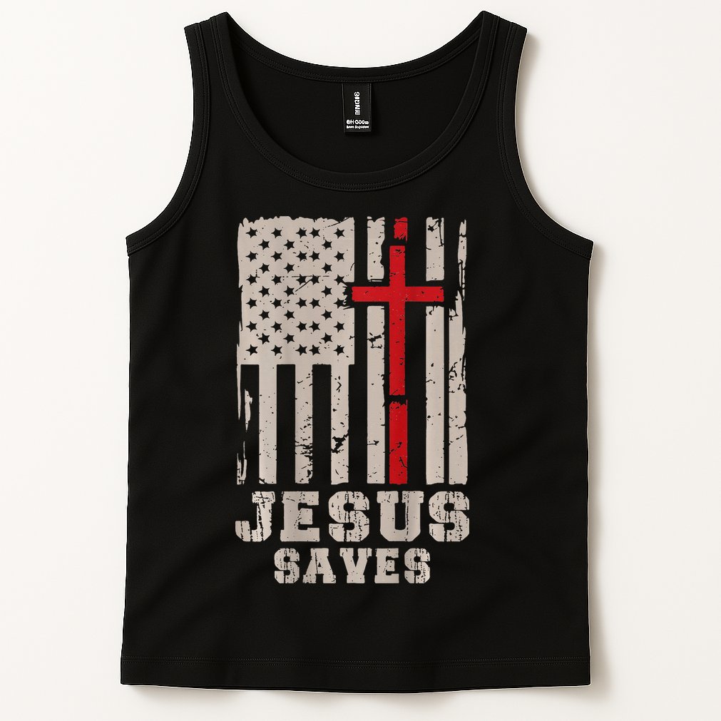 Jesus Saves S Christian Faith Cross Graphic Tank Top