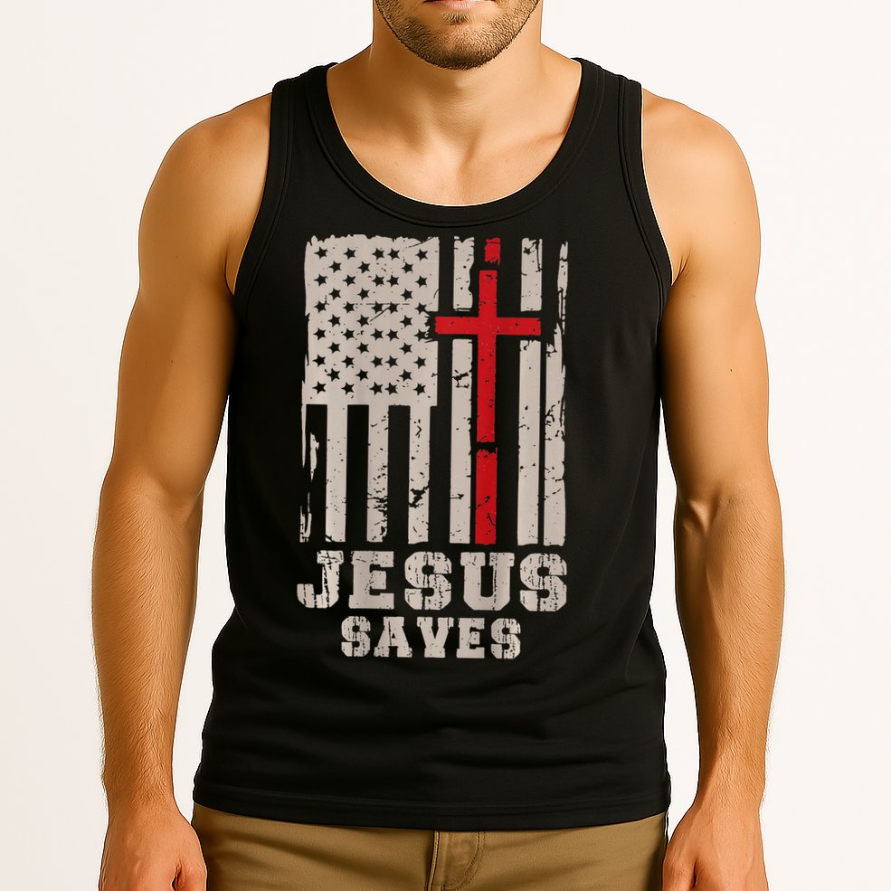 Jesus Saves S Christian Faith Cross Graphic Tank Top