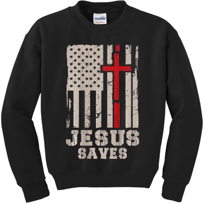 Jesus Saves S Christian Faith Cross Graphic Kids Sweatshirt