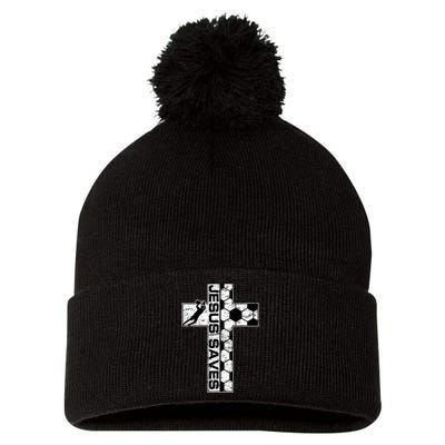 Jesus Saves Soccer Cross Goalie Keeper Christian Faith Pom Pom 12in Knit Beanie