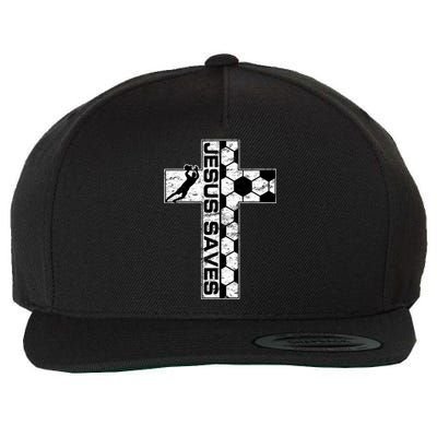 Jesus Saves Soccer Cross Goalie Keeper Christian Faith Wool Snapback Cap