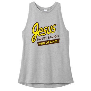 Jesus Sweet Savior King Of Kings Christian Faith Apparel Ladies PosiCharge Tri-Blend Wicking Tank