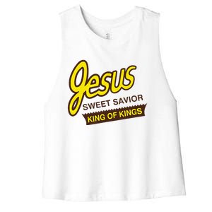 Jesus Sweet Savior King Of Kings Christian Faith Apparel Women's Racerback Cropped Tank