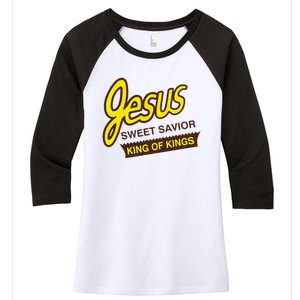 Jesus Sweet Savior King Of Kings Christian Faith Apparel Women's Tri-Blend 3/4-Sleeve Raglan Shirt