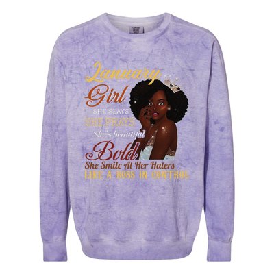 January She Slays She Prays Beautiful Birthday Colorblast Crewneck Sweatshirt