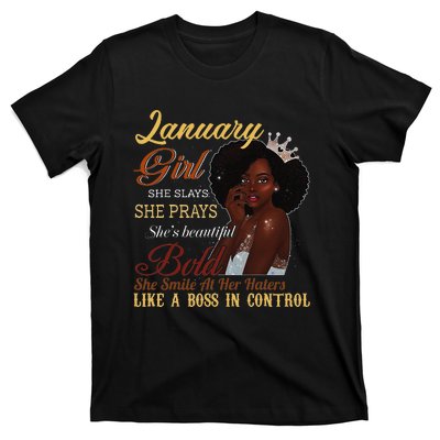 January She Slays She Prays Beautiful Birthday T-Shirt