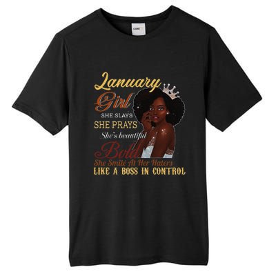 January She Slays She Prays Beautiful Birthday Tall Fusion ChromaSoft Performance T-Shirt