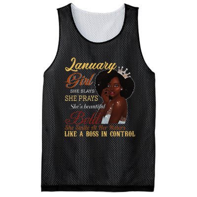 January She Slays She Prays Beautiful Birthday Mesh Reversible Basketball Jersey Tank