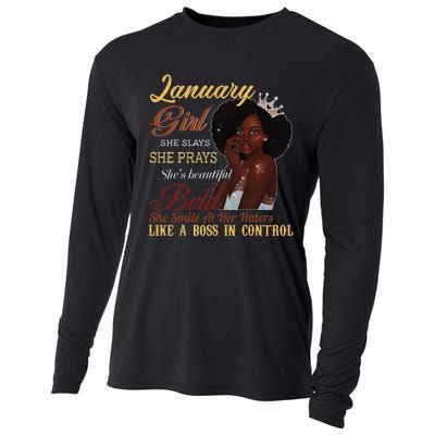 January She Slays She Prays Beautiful Birthday Cooling Performance Long Sleeve Crew