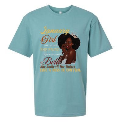 January She Slays She Prays Beautiful Birthday Sueded Cloud Jersey T-Shirt