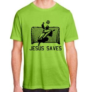 Jesus Saves Soccer Christmas Funny Football Goalie Christian Adult ChromaSoft Performance T-Shirt