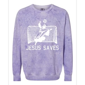 Jesus Saves Soccer Christmas Funny Football Goalie Christian Colorblast Crewneck Sweatshirt