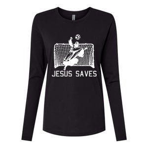 Jesus Saves Soccer Christmas Funny Football Goalie Christian Womens Cotton Relaxed Long Sleeve T-Shirt