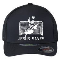 Jesus Saves Soccer Christmas Funny Football Goalie Christian Flexfit Unipanel Trucker Cap