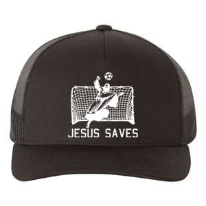 Jesus Saves Soccer Christmas Funny Football Goalie Christian Yupoong Adult 5-Panel Trucker Hat