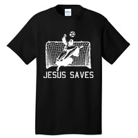 Jesus Saves Soccer Christmas Funny Football Goalie Christian Tall T-Shirt