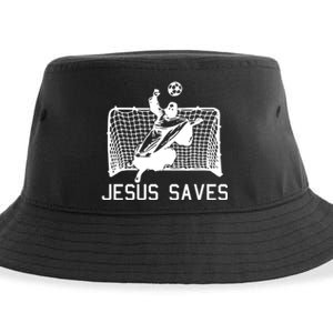 Jesus Saves Soccer Christmas Funny Football Goalie Christian Sustainable Bucket Hat