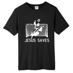 Jesus Saves Soccer Christmas Funny Football Goalie Christian Tall Fusion ChromaSoft Performance T-Shirt