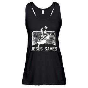 Jesus Saves Soccer Christmas Funny Football Goalie Christian Ladies Essential Flowy Tank