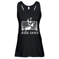 Jesus Saves Soccer Christmas Funny Football Goalie Christian Ladies Essential Flowy Tank