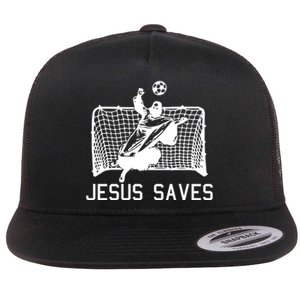 Jesus Saves Soccer Christmas Funny Football Goalie Christian Flat Bill Trucker Hat