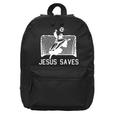 Jesus Saves Soccer Christmas Funny Football Goalie Christian 16 in Basic Backpack