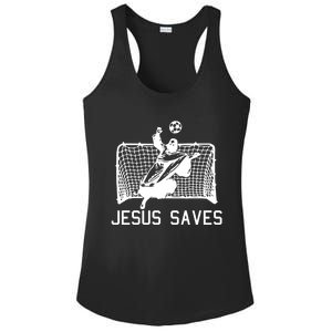 Jesus Saves Soccer Christmas Funny Football Goalie Christian Ladies PosiCharge Competitor Racerback Tank